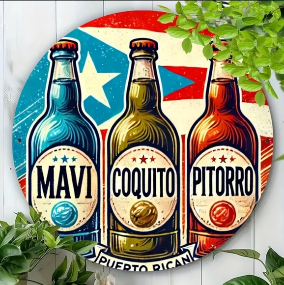 Mavi, Coquito & Pitorro Puerto Rican drinks, round metal 7.87 sign NWT - Picture 2 of 5